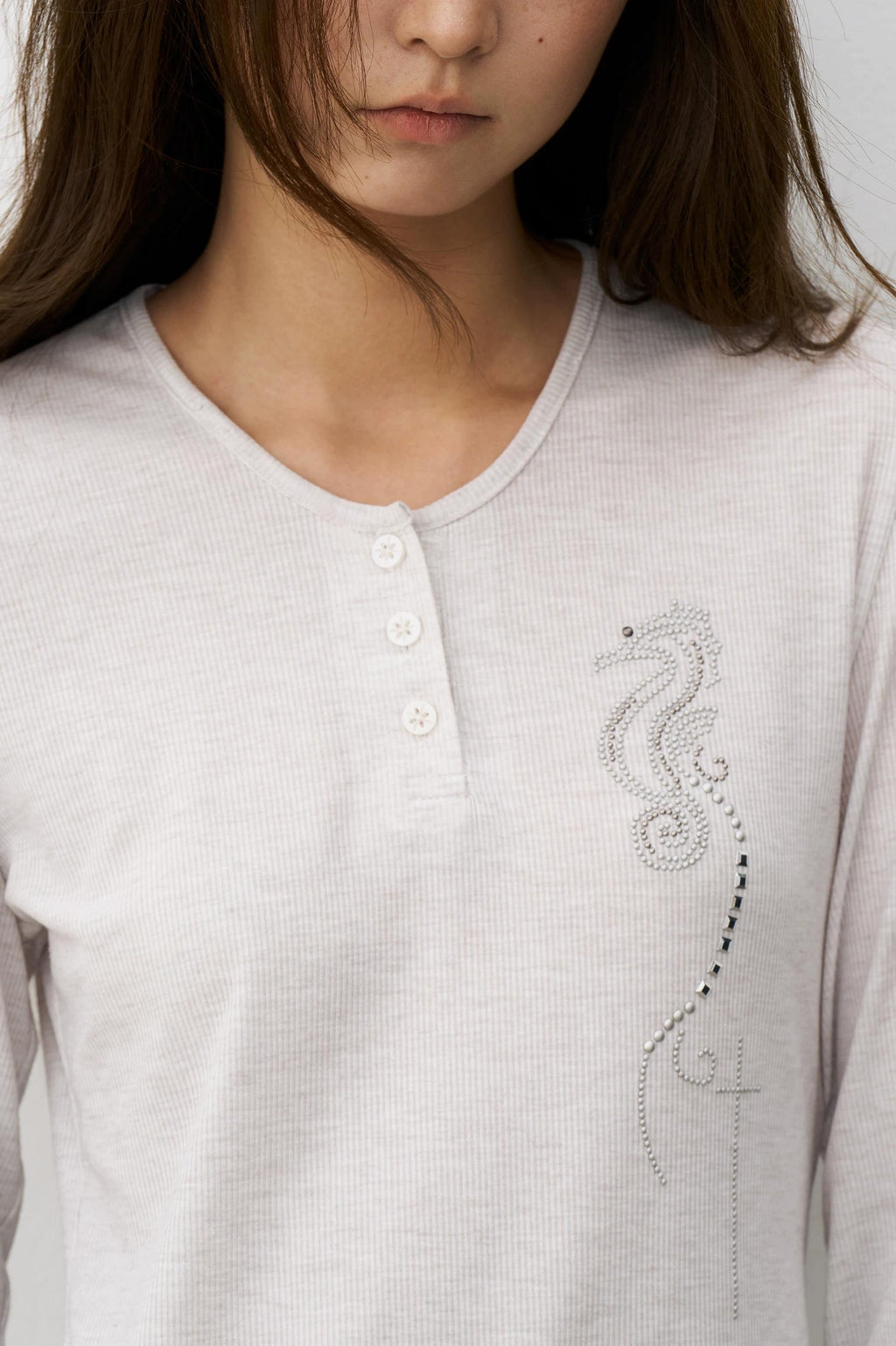 THELIGHT | VINTAGE HENLEY COLLAR TOP【ID:TN00103】