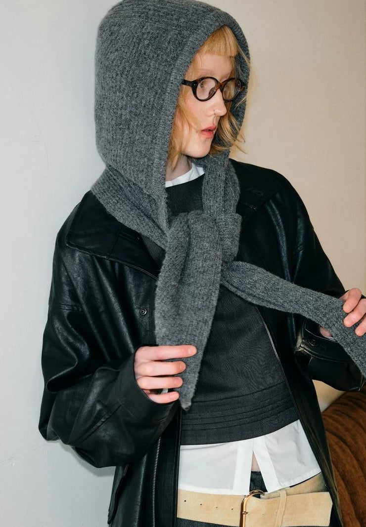 TRIA SELECT | KNITTED HOODED SCARF HAT SET【ID:TN00088】