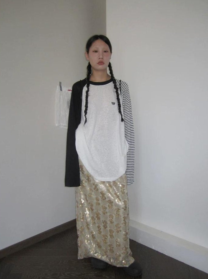 3months | SUMMER STRIPED T-SHIRT WITH SHEER SLEEVES【ID:TN00042】