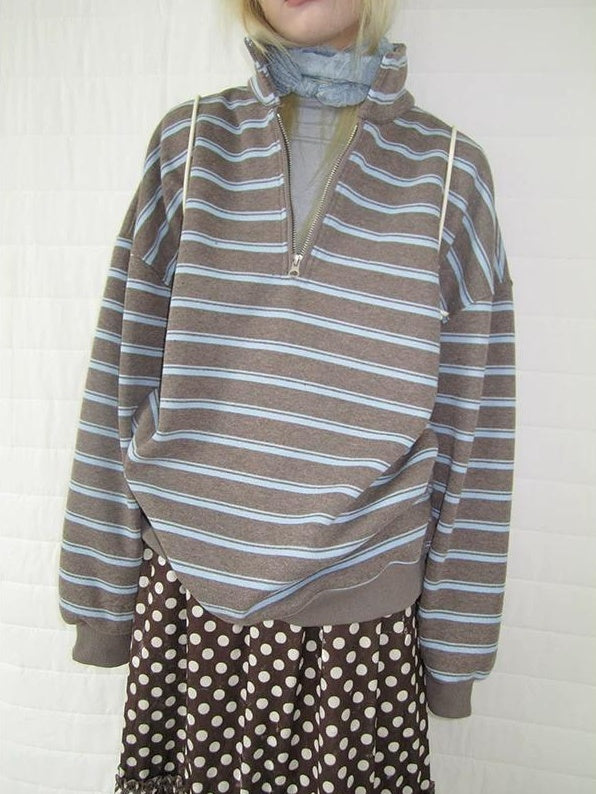 3months | RETRO STRIPED BOA SWEATER【ID:TN00065】