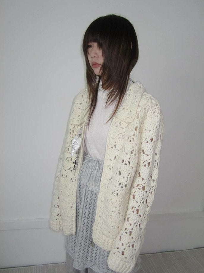 3months | HOLLOW ZIP KNITTED CARDIGAN【ID:TN00039】