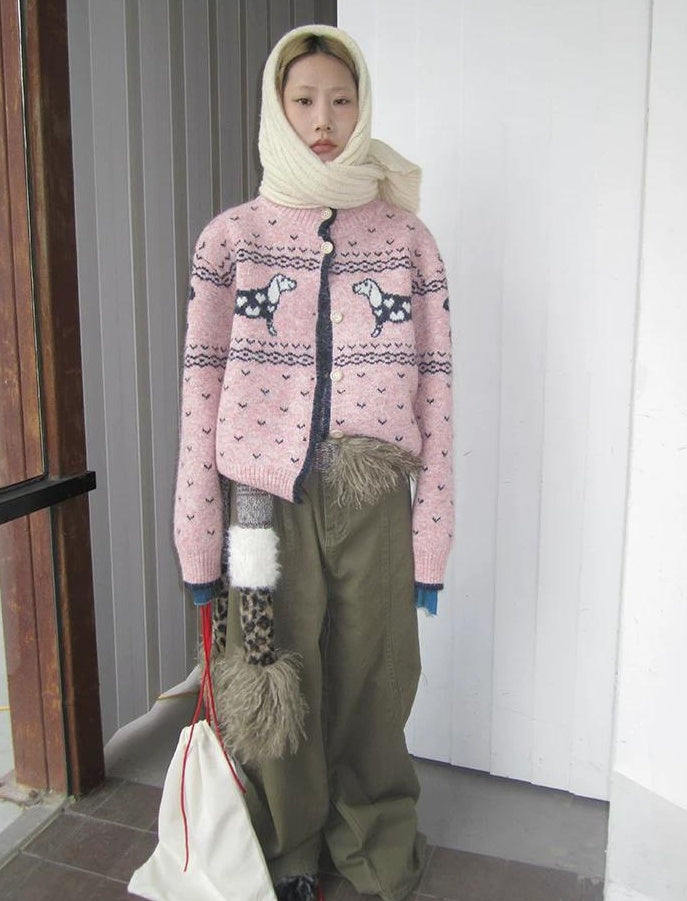 3months | SWEET JACQUARD HIGH NECK CARDIGAN【ID:TN00037】