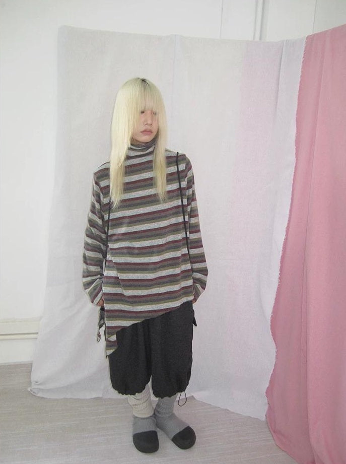 3months | HIGH NECK STRIPED TOP【ID:TN00052】
