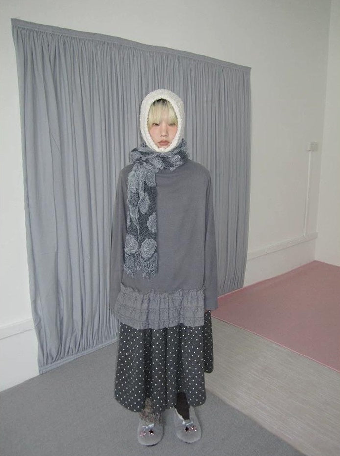 3months | LACE SPLICED HIGH NECK TOP【ID:TN00032】
