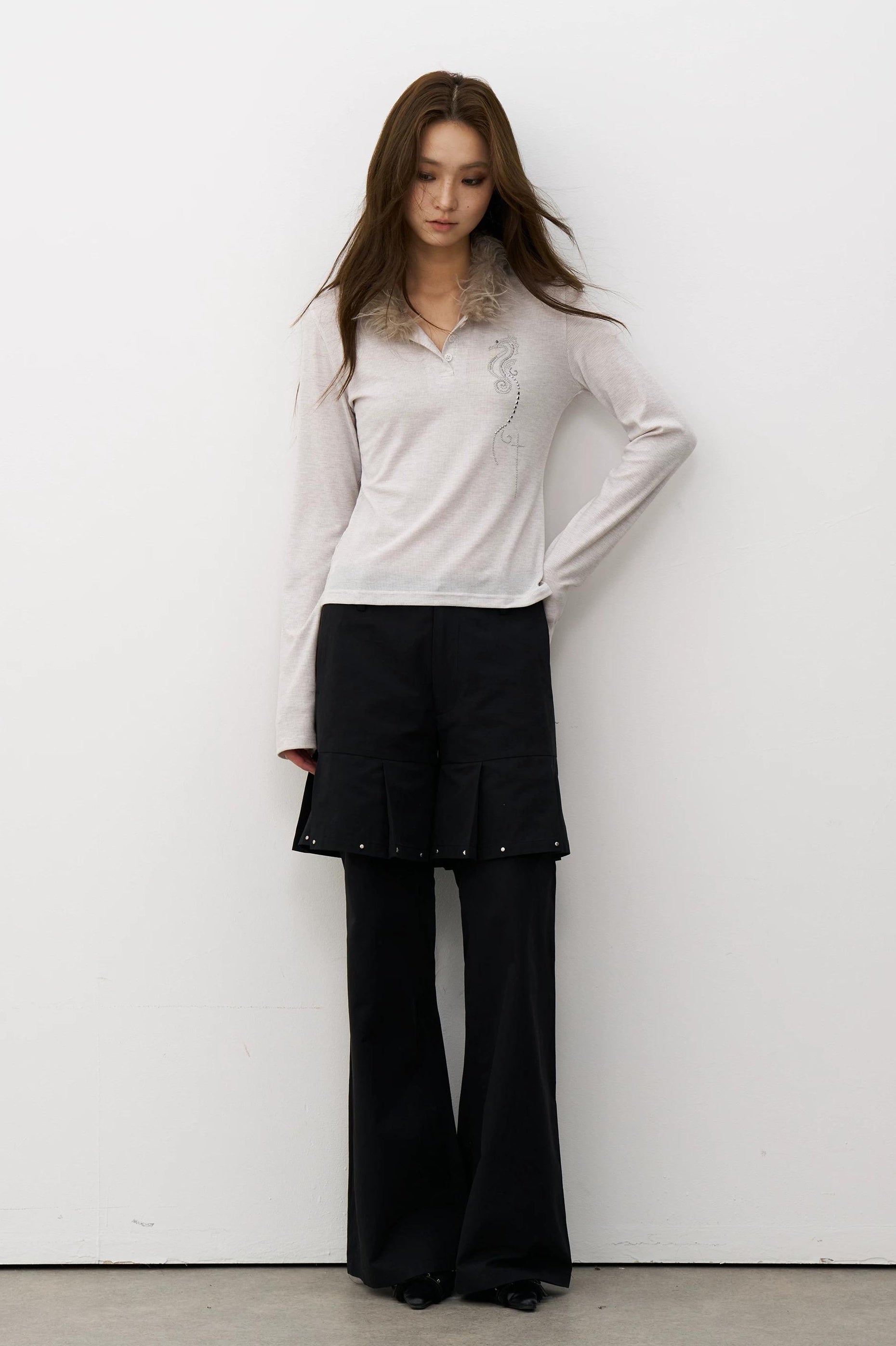 THELIGHT | VINTAGE HENLEY COLLAR TOP【ID:TN00103】