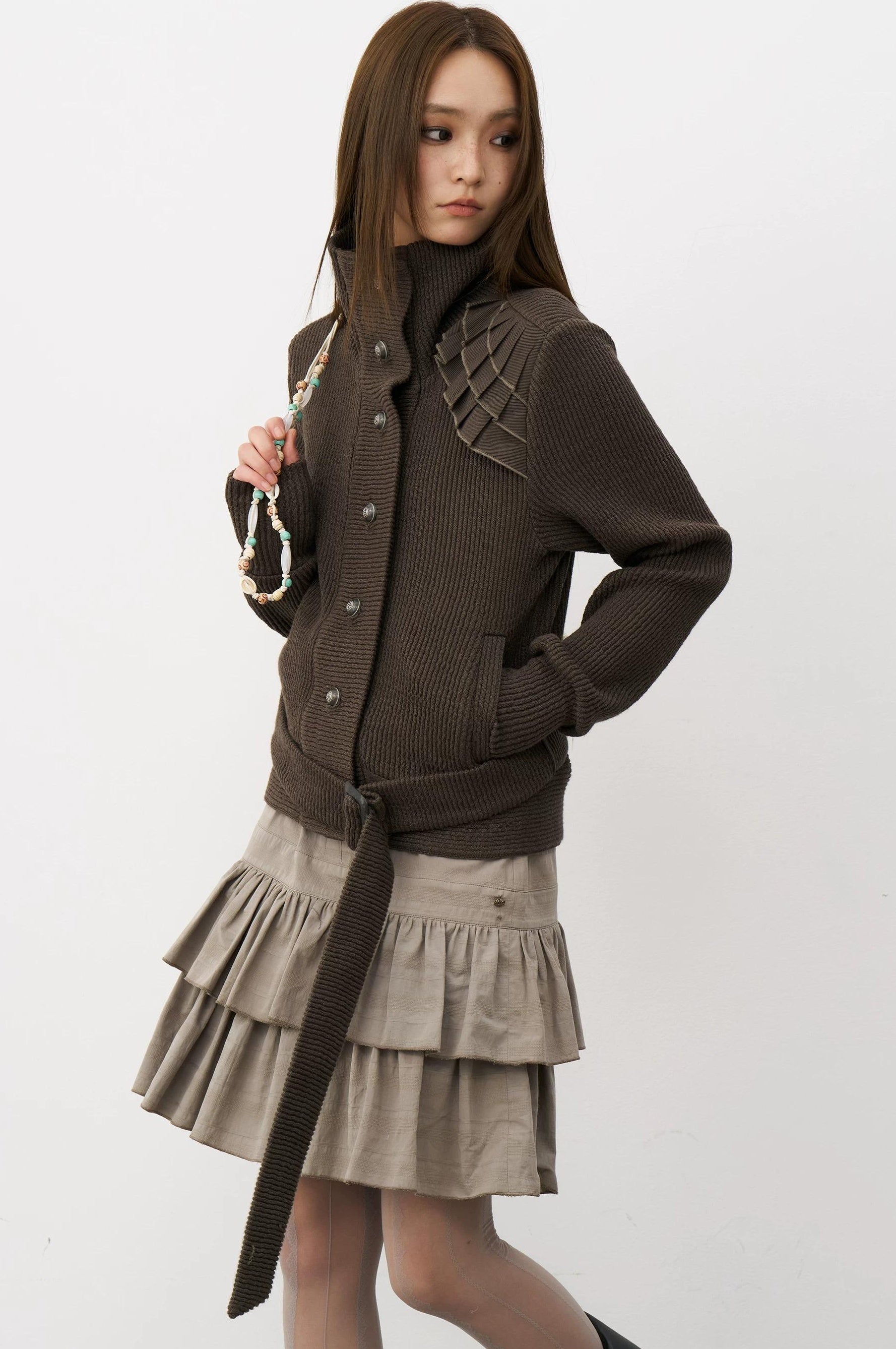 THELIGHT | LACE SHOULDER KNIT JACKET【ID:TN00115】