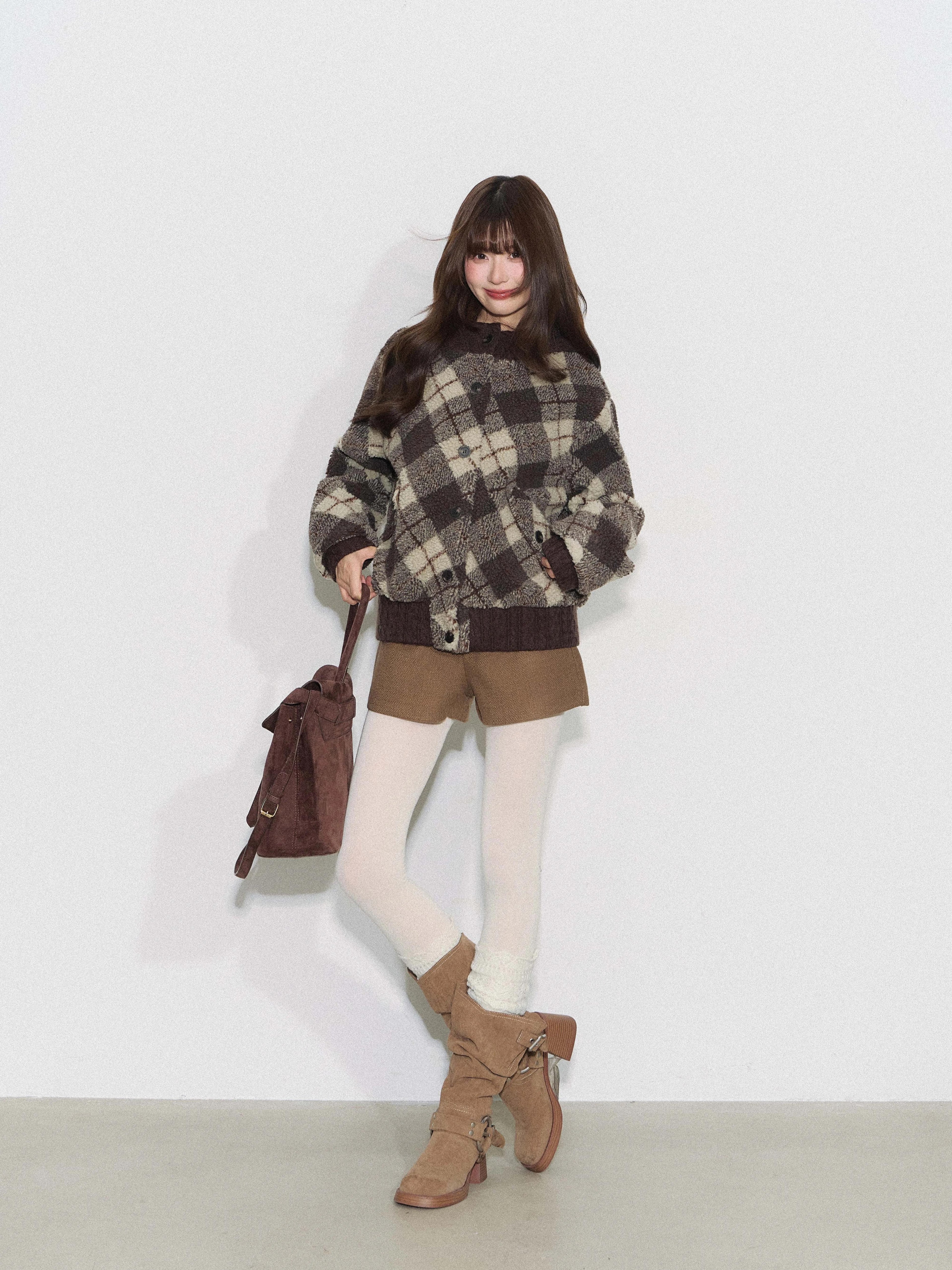 THELIGHT | PLAID KNIT SWEATER JACKET【ID:TN00098】