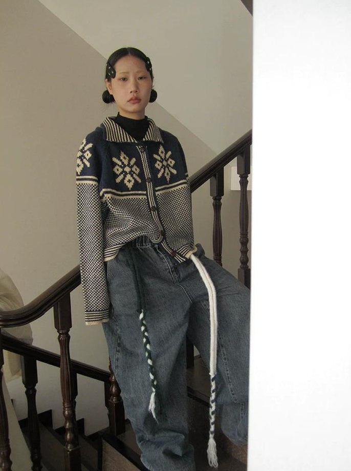 3months | RETRO LOOSE KNIT SWEATER JACKET【ID:TN00043】