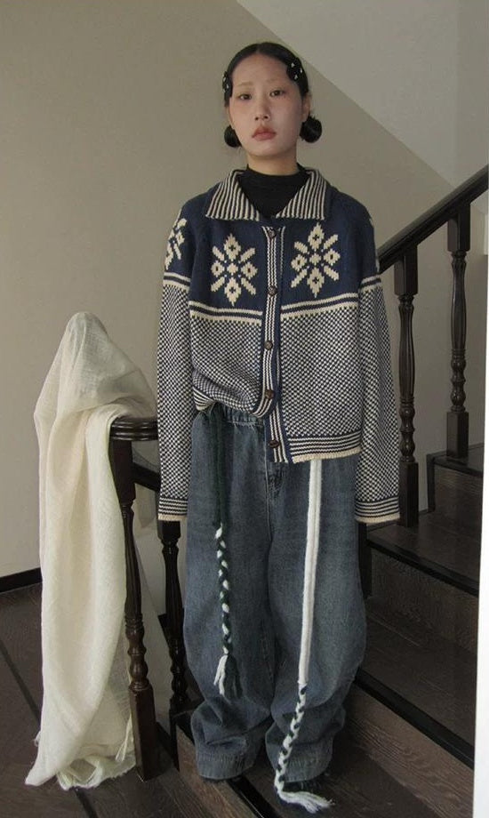 3months | RETRO LOOSE KNIT SWEATER JACKET【ID:TN00043】