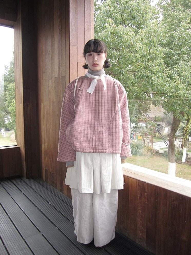 3months | PINK PLAID COTTON JACKET【ID:TN00034】