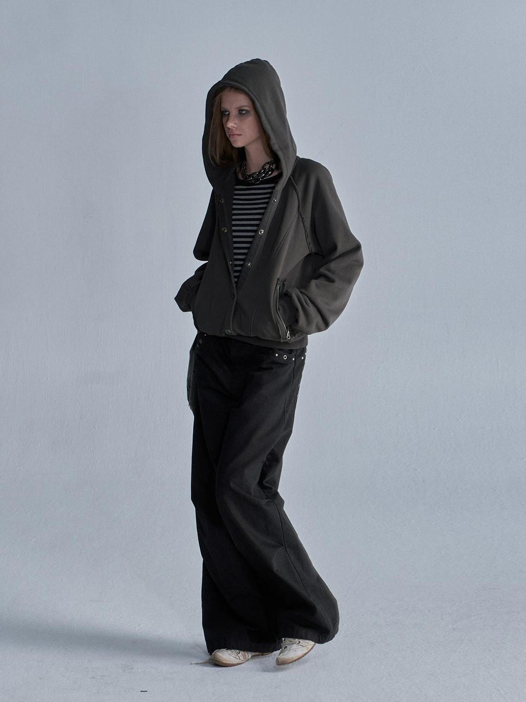 Raw Edge Raglan Sleeve Washed Loose Fit Women's Cotton Zip-up Hoodies