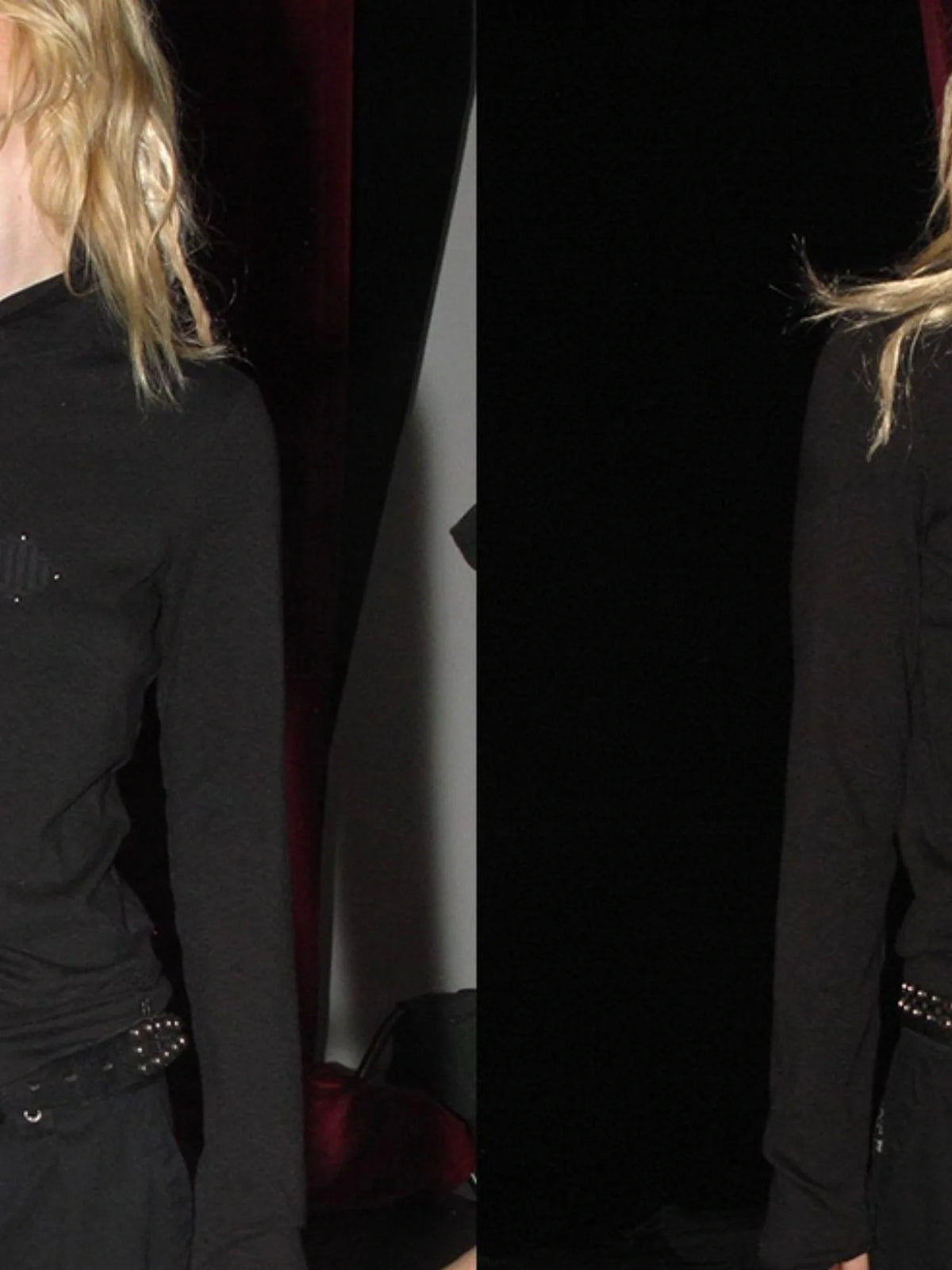 Ribbed Punk Mock Neck Long Sleeve Tee With Cross And Grommets