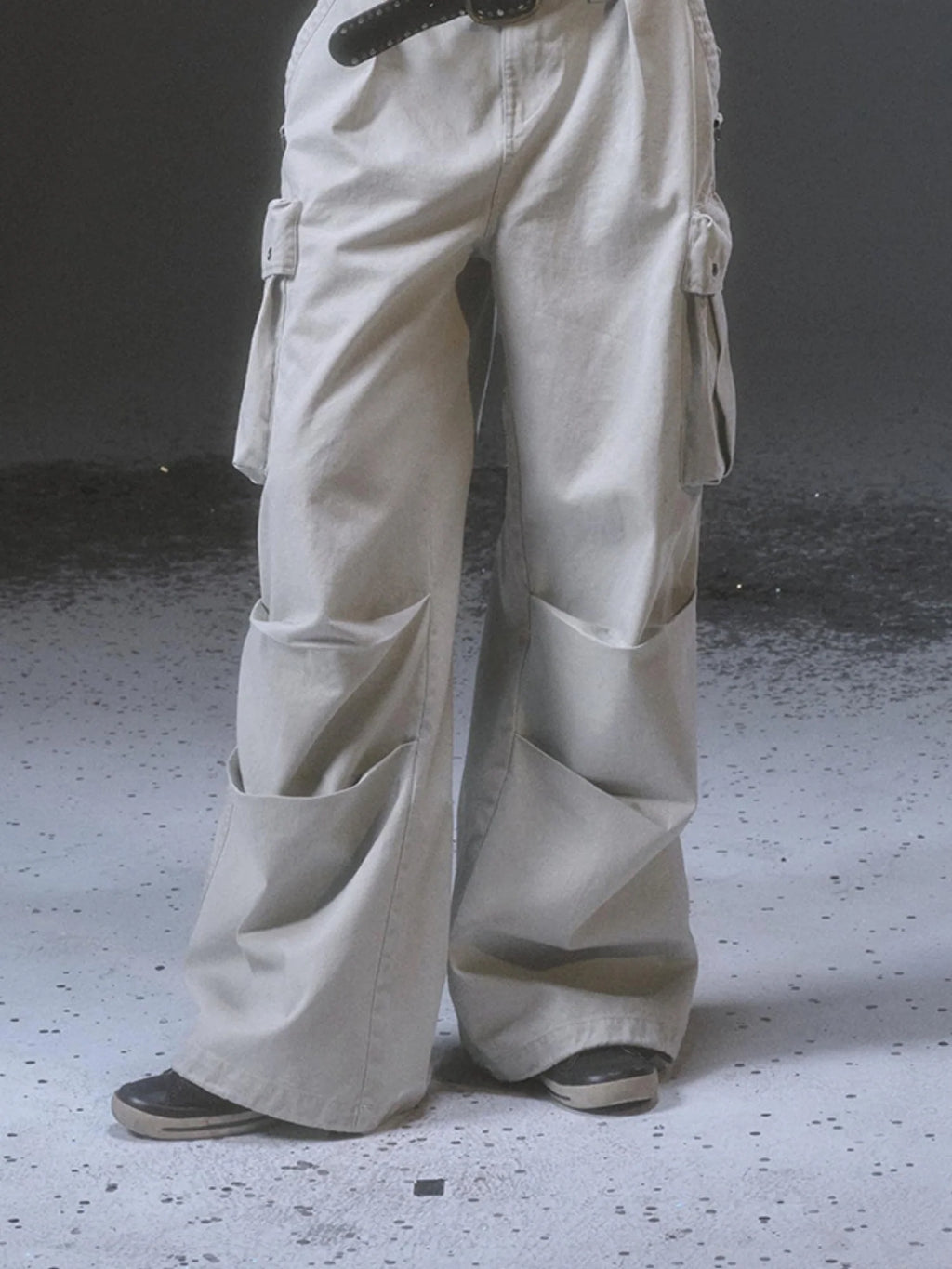 Wide Leg Cargo Pants With Print Embroidery Studs