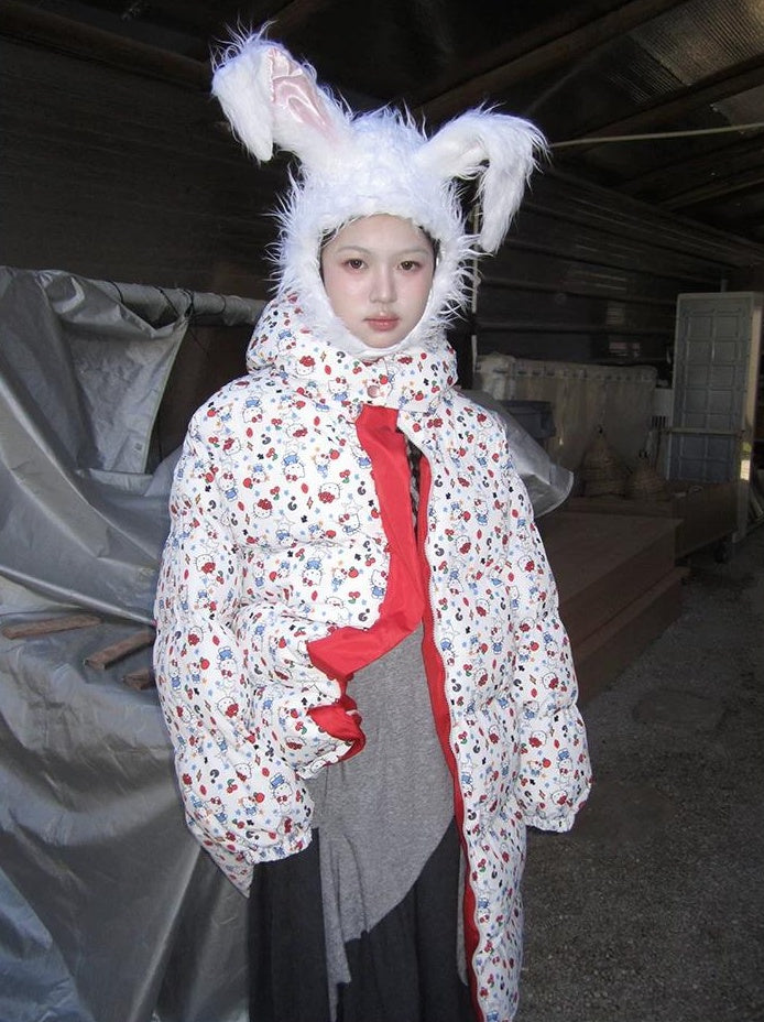 3months |  KOREAN CAT PRINT HOODED COAT【ID:TN00027】