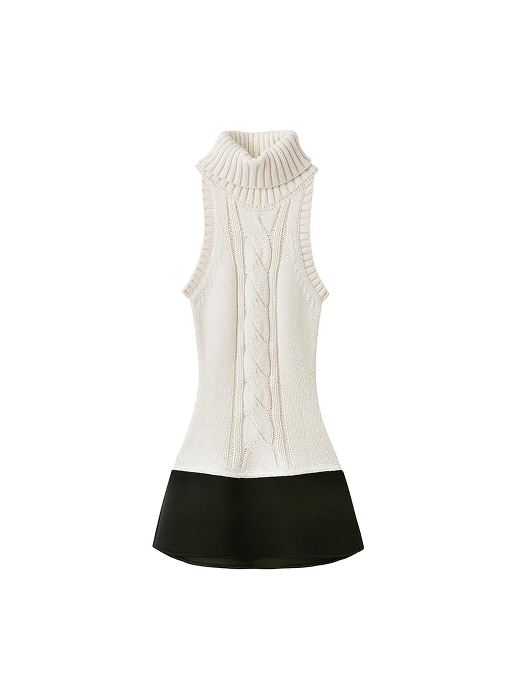 Chunky Knit Cable High Neck Sweater Dress