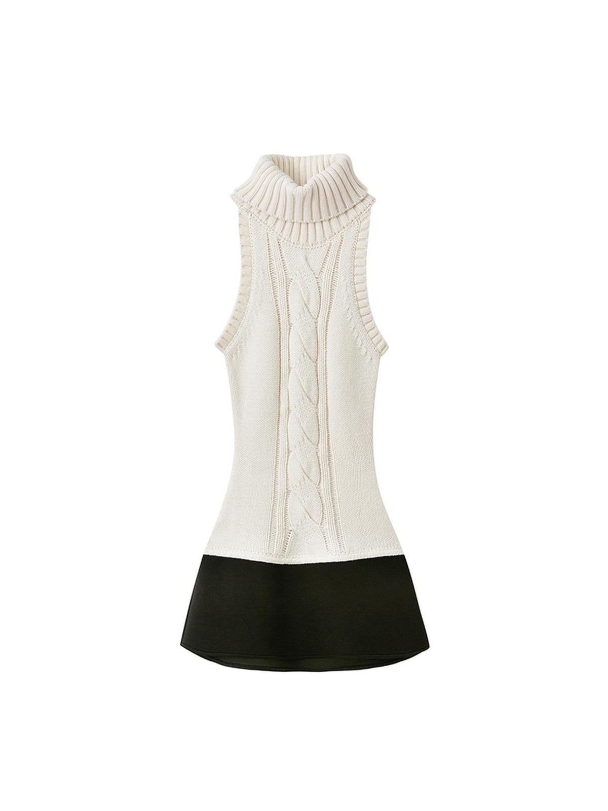 Chunky Knit Cable High Neck Sweater Dress