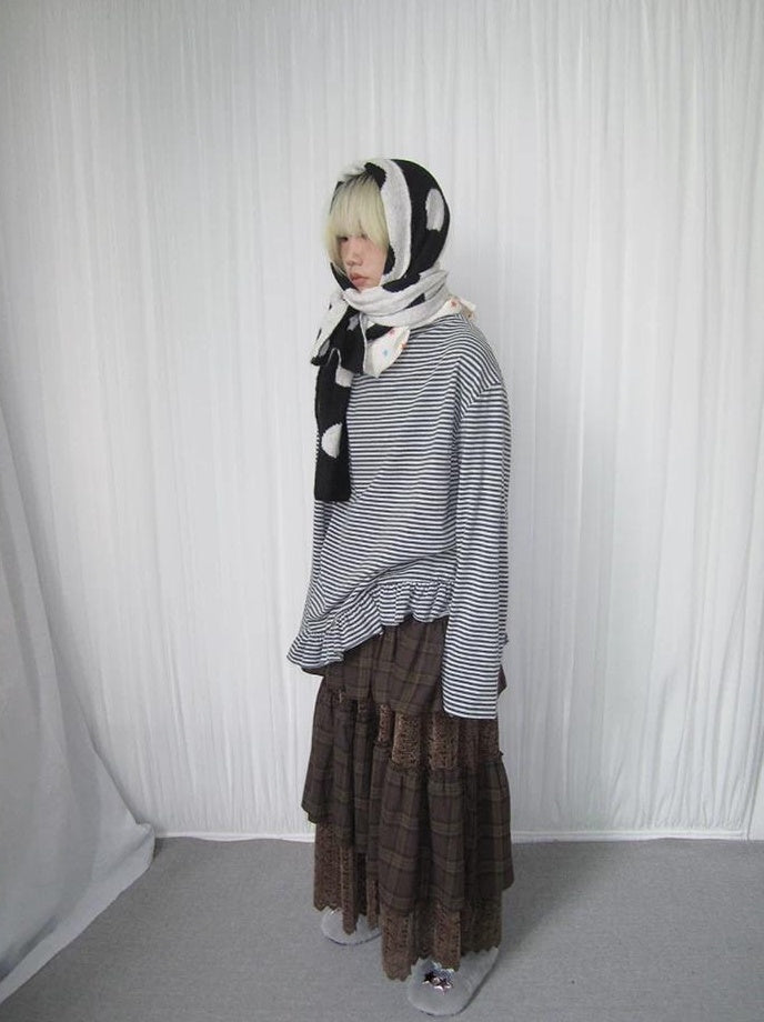 3months | SOFT STRIPED RUFFLED SWEATER【ID:TN00038】