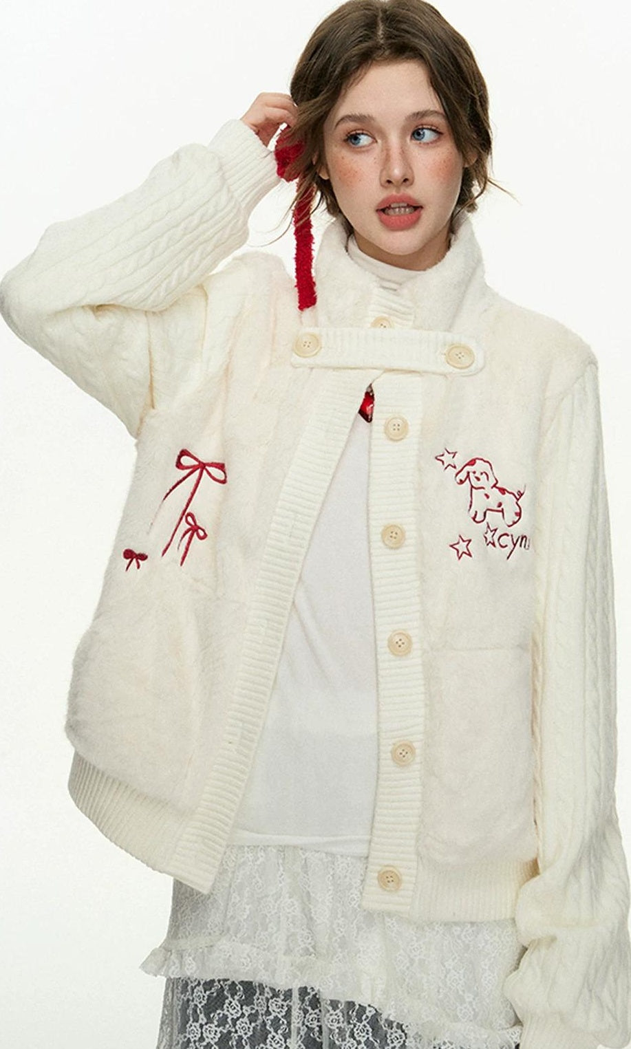 CyNi | COZY RABBIT HAIR CARDIGAN【ID:TN00097】