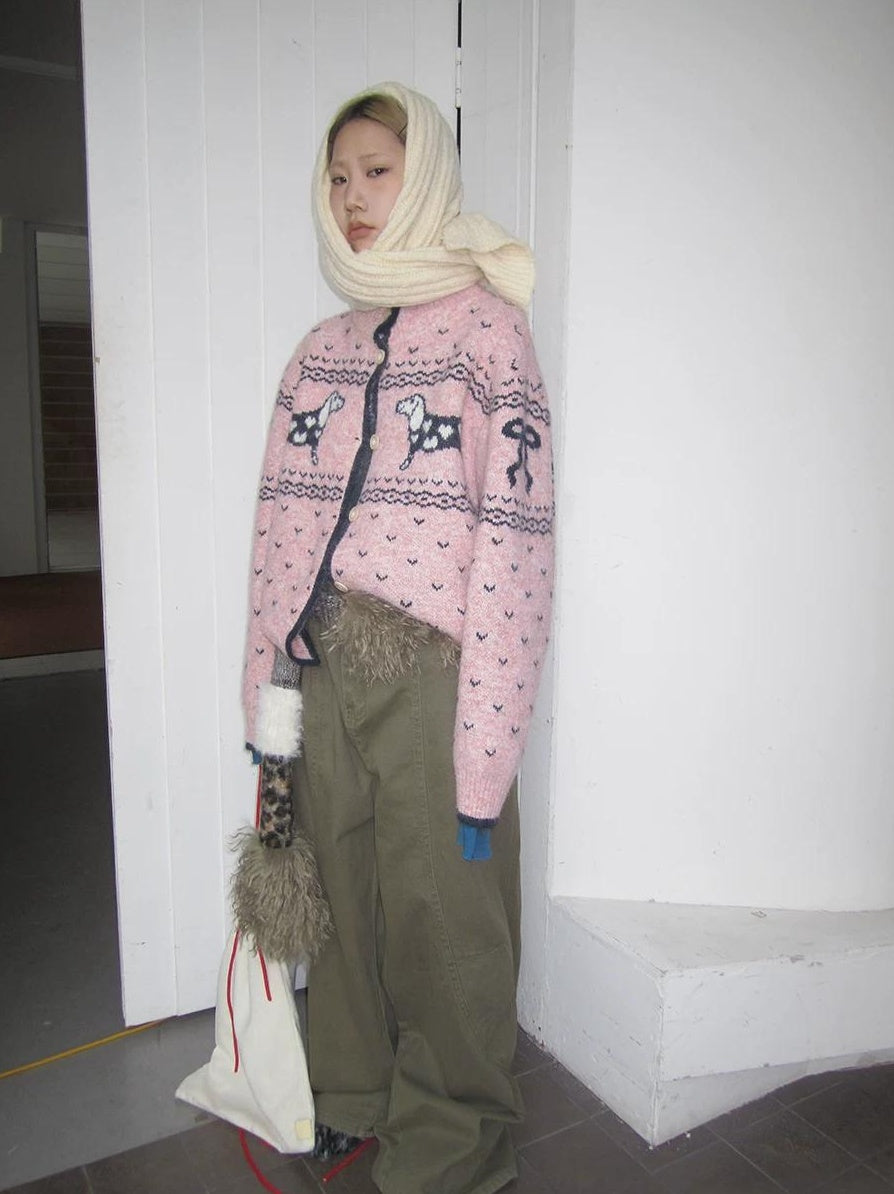 3months | SWEET JACQUARD HIGH NECK CARDIGAN【ID:TN00037】