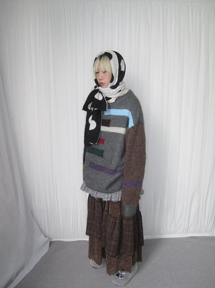 3months | PLAID LACE MAXI SKIRT【ID:TN00051】