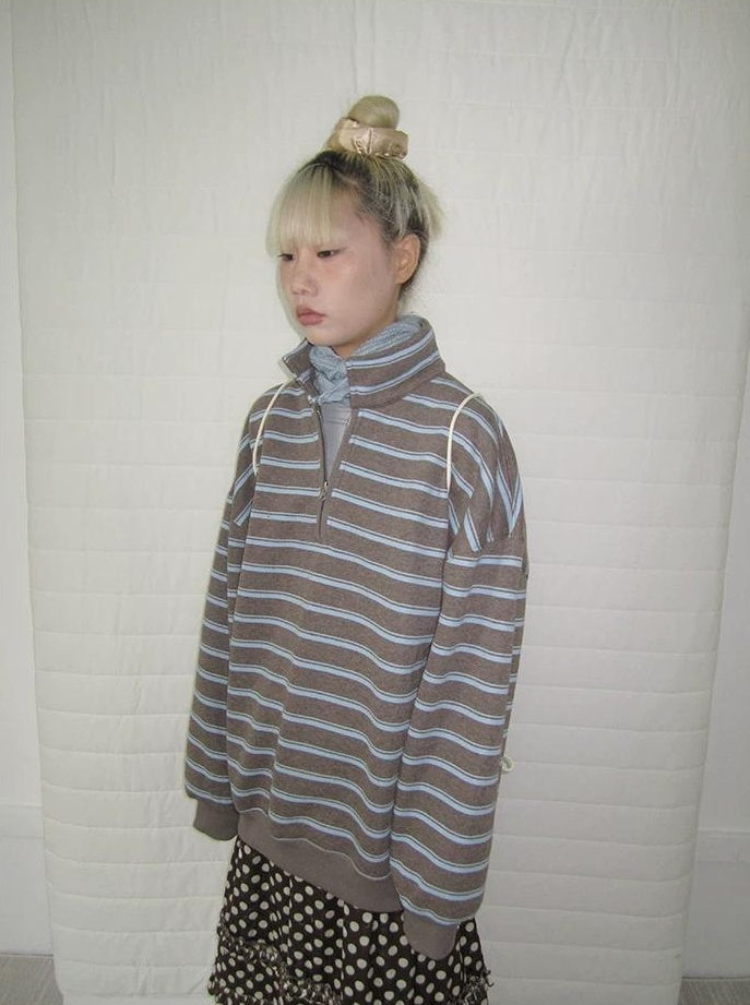 3months | RETRO STRIPED BOA SWEATER【ID:TN00065】