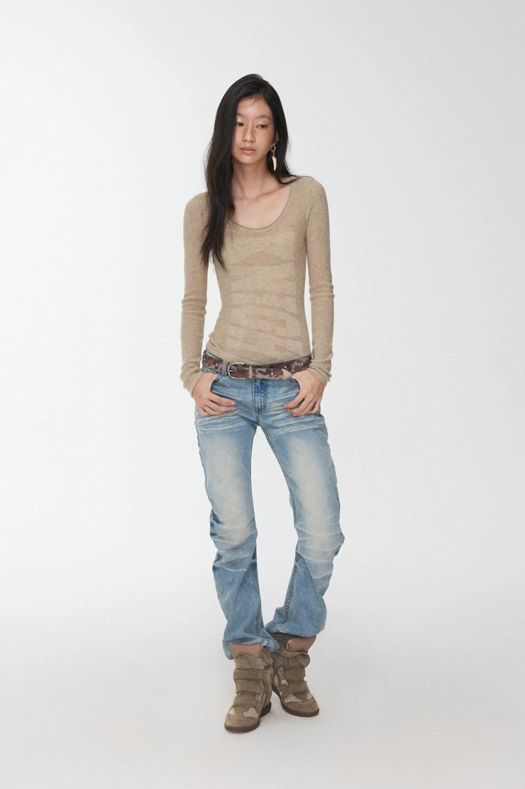 1JINN STUDIO | VINTAGE WHISKERS LOW-WAIST JEANS【ID:TN00070】
