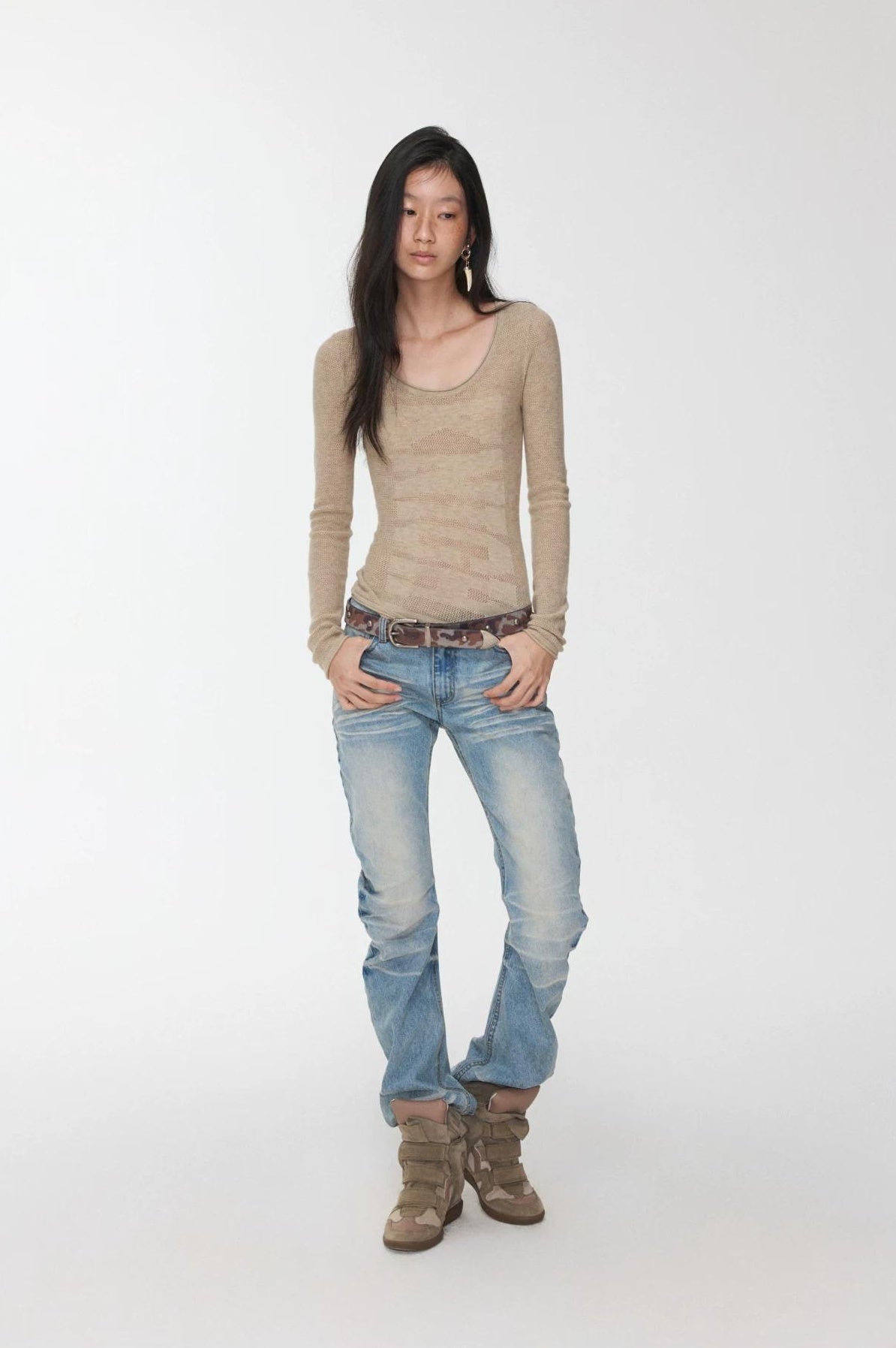 1JINN STUDIO | VINTAGE WHISKERS LOW-WAIST JEANS【ID:TN00070】