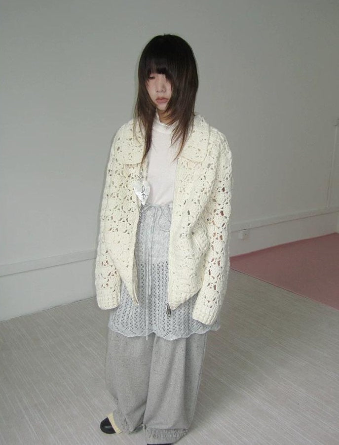 3months | HOLLOW ZIP KNITTED CARDIGAN【ID:TN00039】