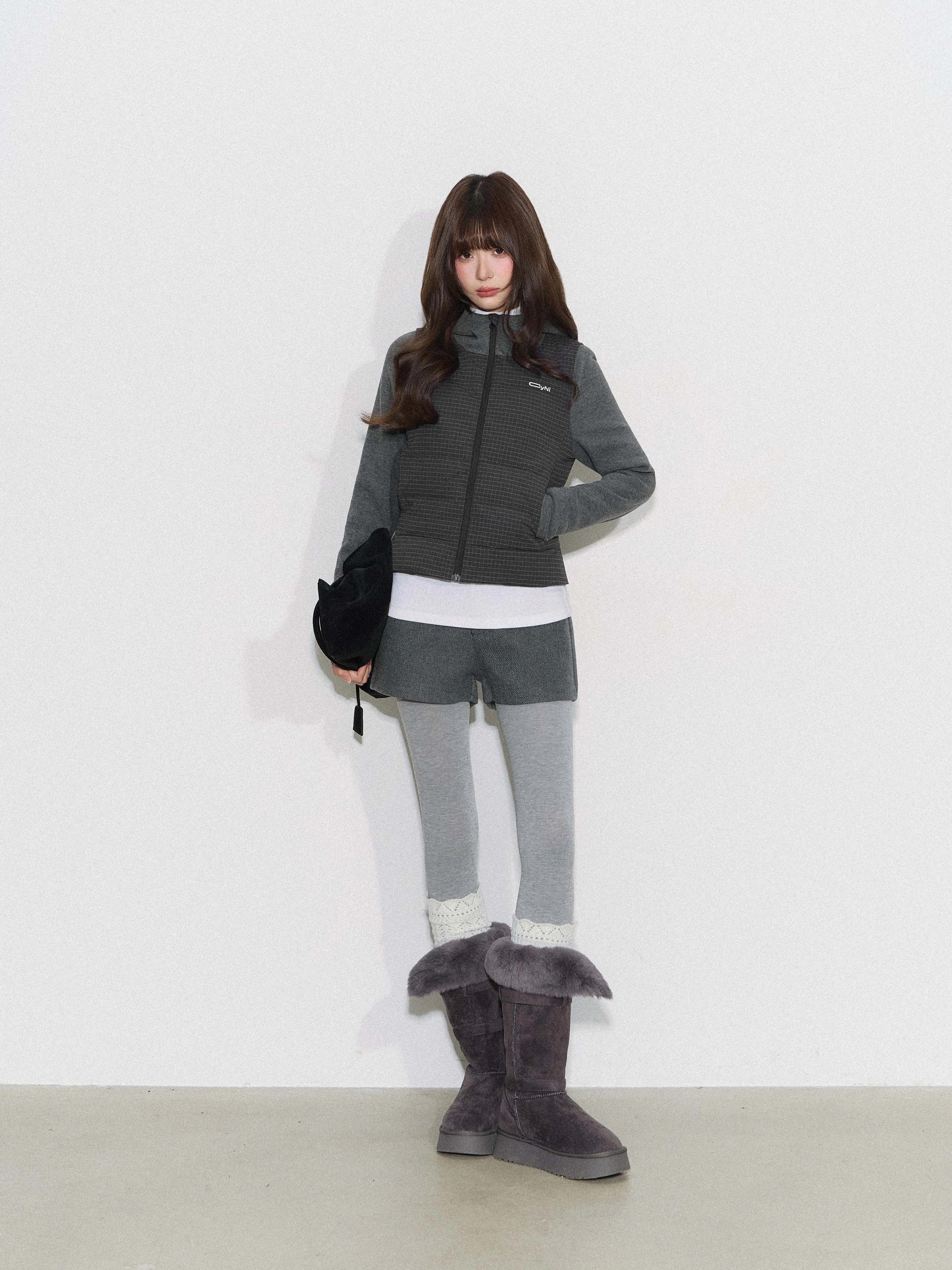 THELIGHT | PLAID SPLICE HOODED JACKET【ID:TN00094】