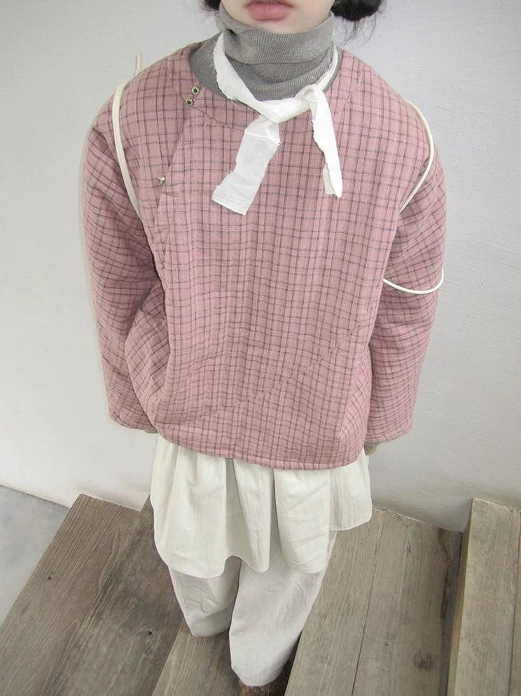 3months | PINK PLAID COTTON JACKET【ID:TN00034】