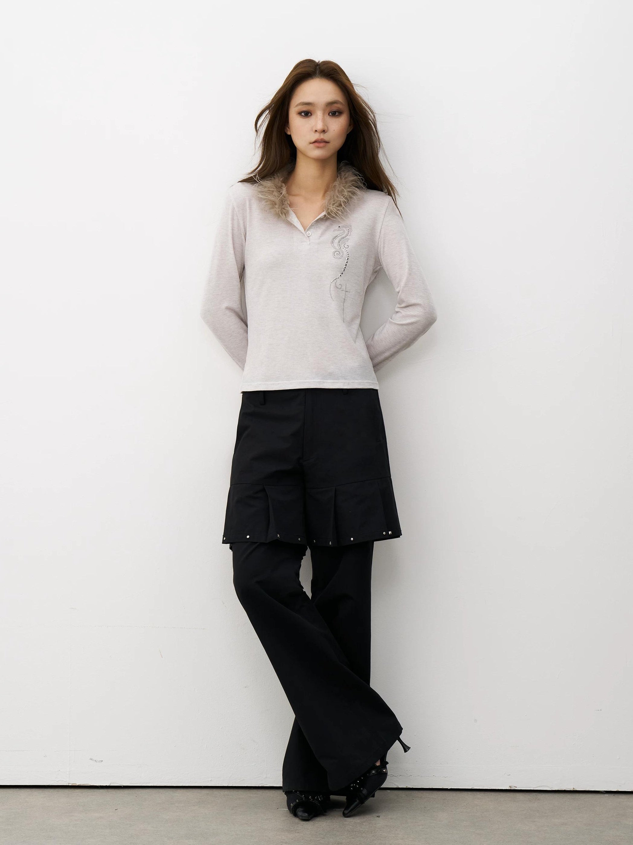THELIGHT | CHIC BEADED TWO-PIECE PANTS【ID:TN00104】