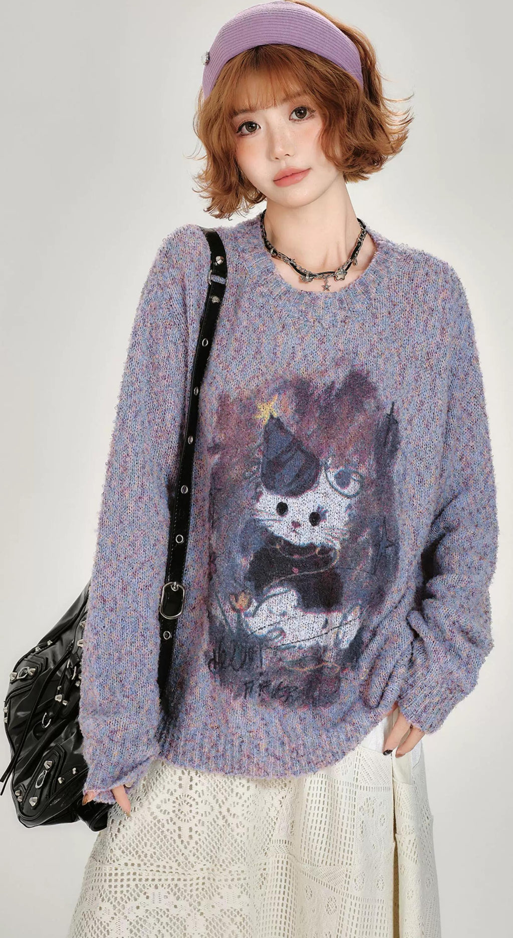 Girlyhalo |  RETRO PRINTED KNITTED SWEATER【ID:TN00008】