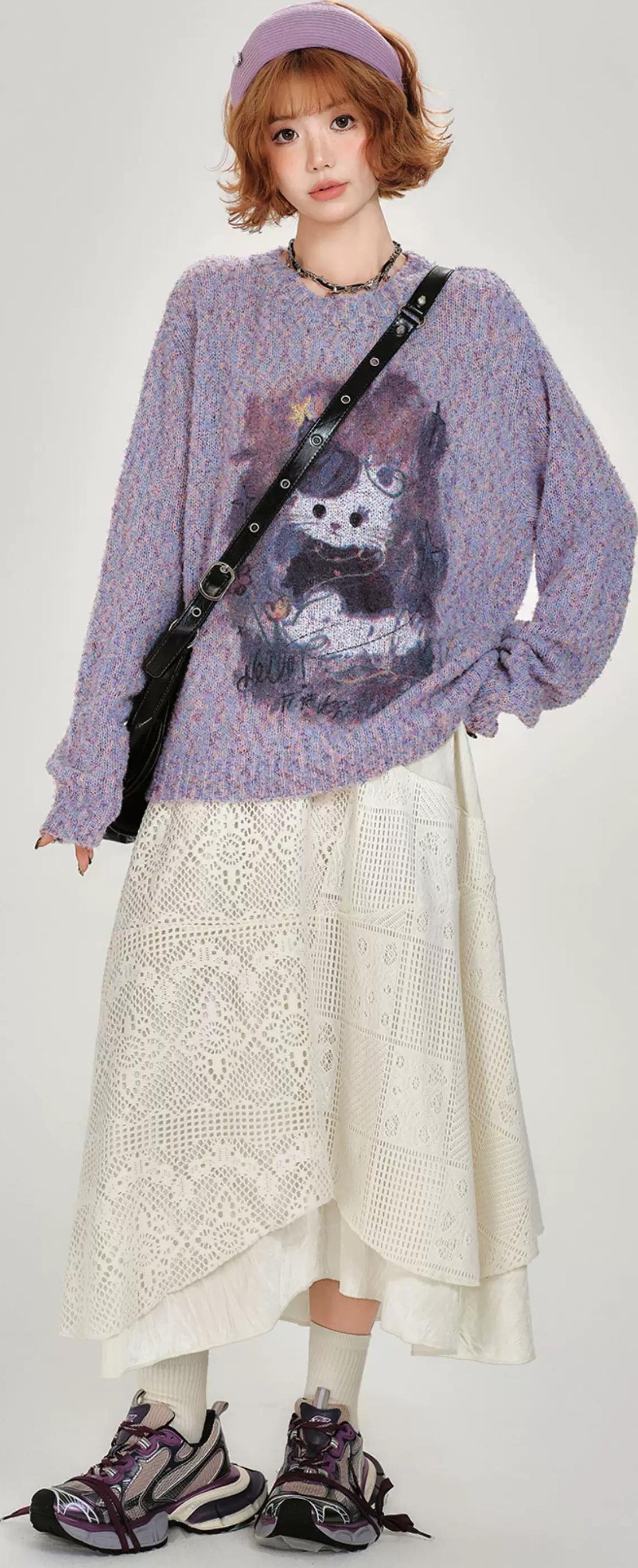 Girlyhalo |  RETRO PRINTED KNITTED SWEATER【ID:TN00008】
