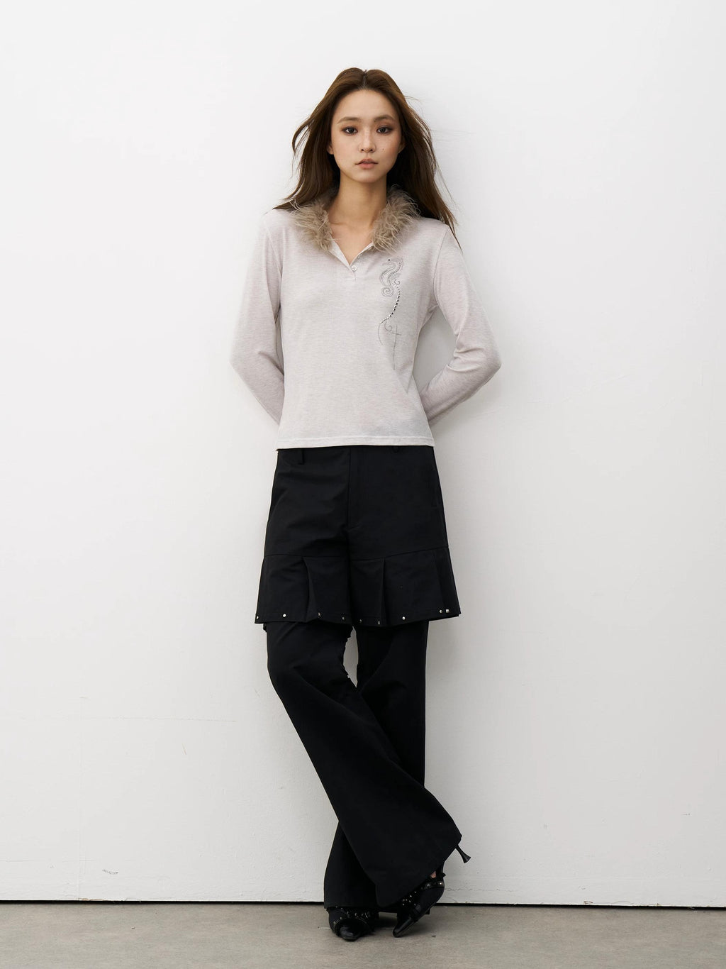 THELIGHT | VINTAGE HENLEY COLLAR TOP【ID:TN00103】