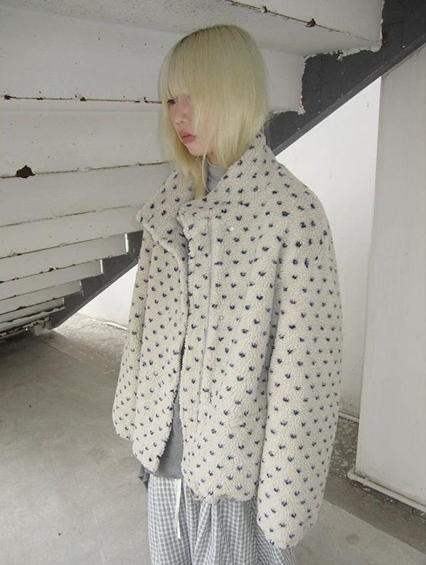 3months | POLKA DOT JACQUARD WOOL COAT【ID:TN00056】
