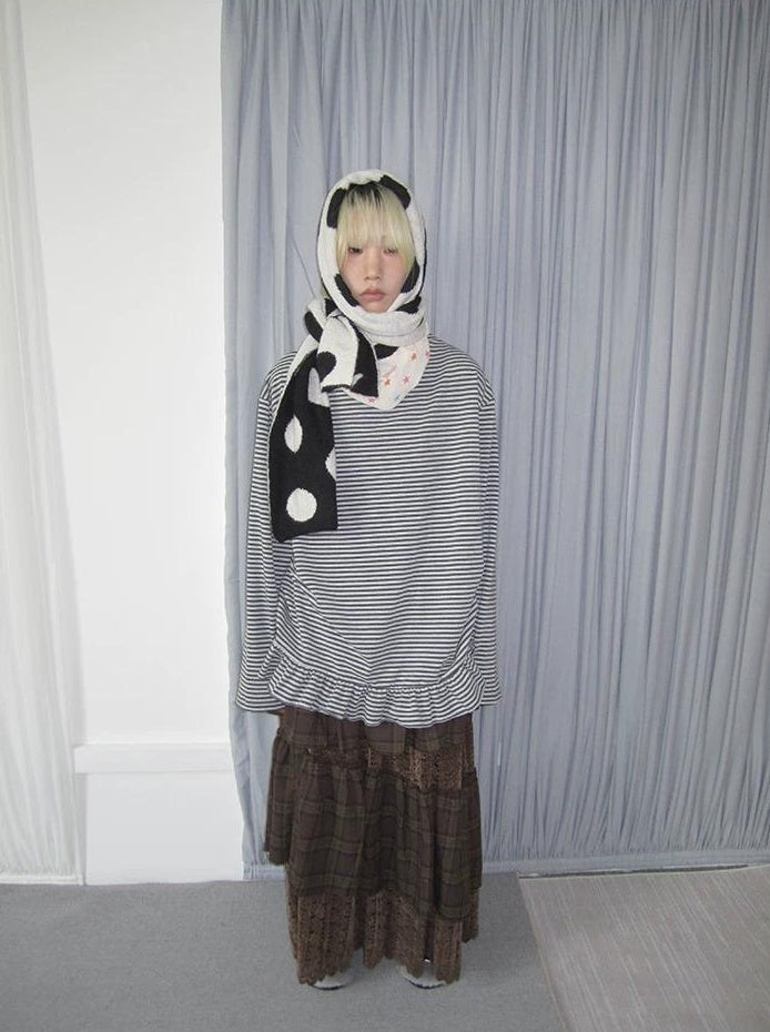 3months | PLAID LACE MAXI SKIRT【ID:TN00051】
