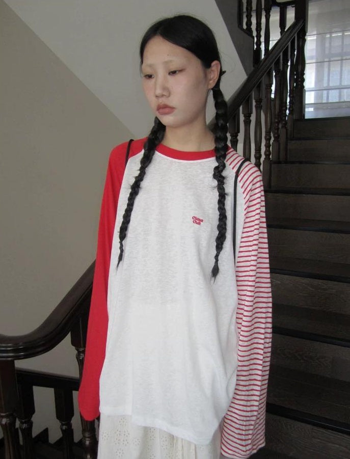 3months | SUMMER STRIPED T-SHIRT WITH SHEER SLEEVES【ID:TN00042】