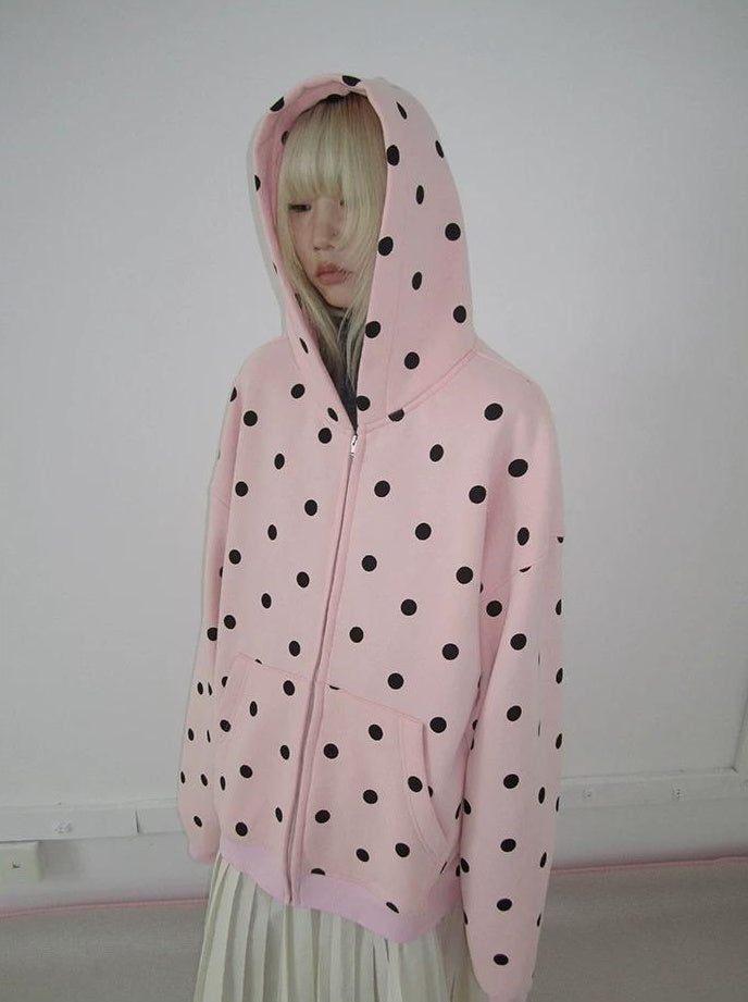 3months | POLKA DOT BOA HOODIE JACKET【ID:TN00060】