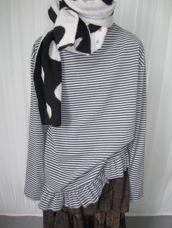 3months | SOFT STRIPED RUFFLED SWEATER【ID:TN00038】