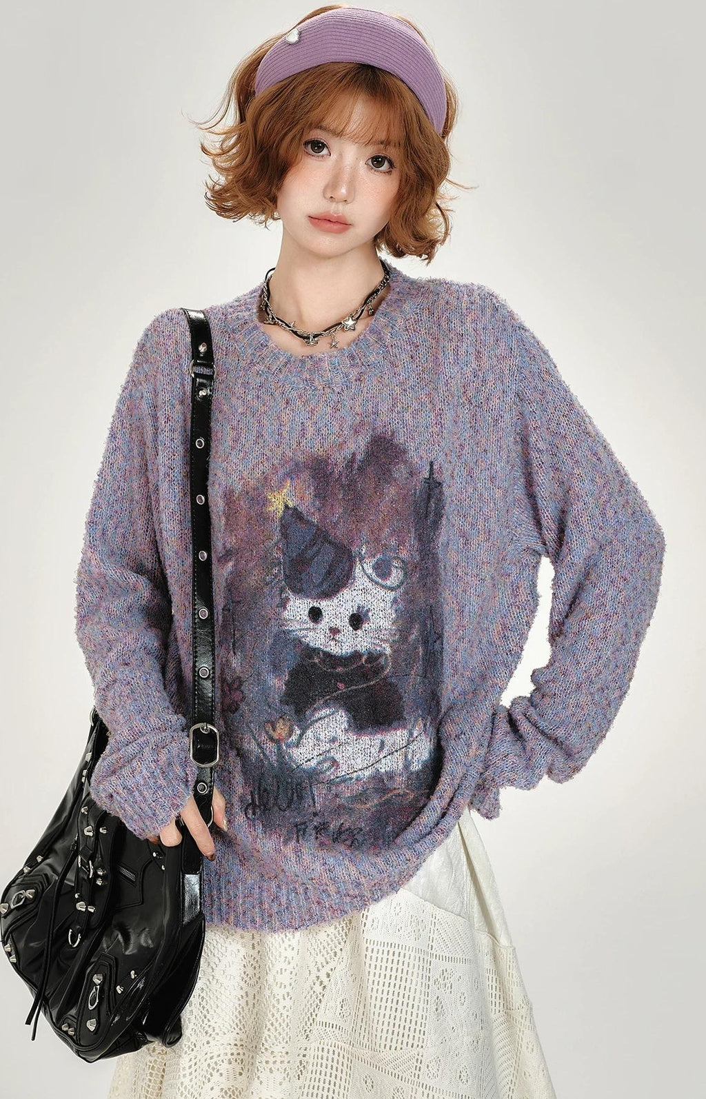 Girlyhalo |  RETRO PRINTED KNITTED SWEATER【ID:TN00008】